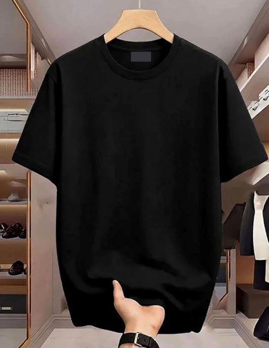 Men Printed Round Neck Pure Cotton Black T-Shirt
