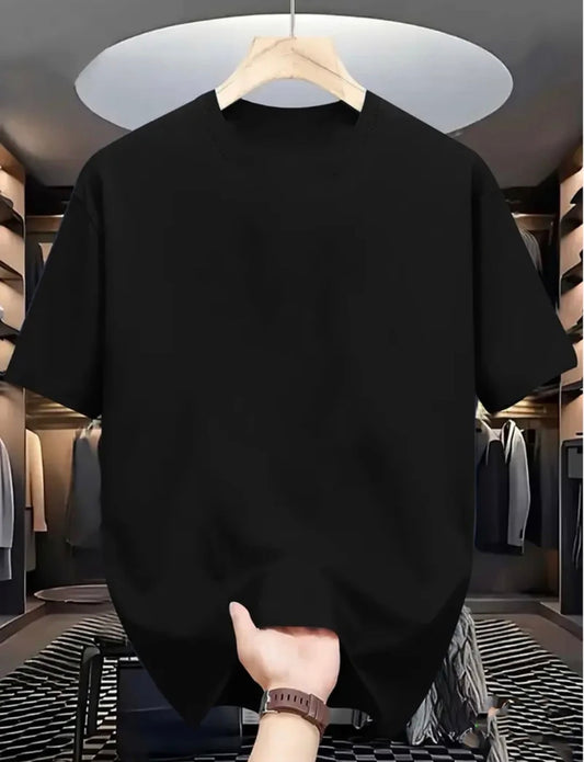 Men Printed Round Neck Pure Cotton Black T-Shirt