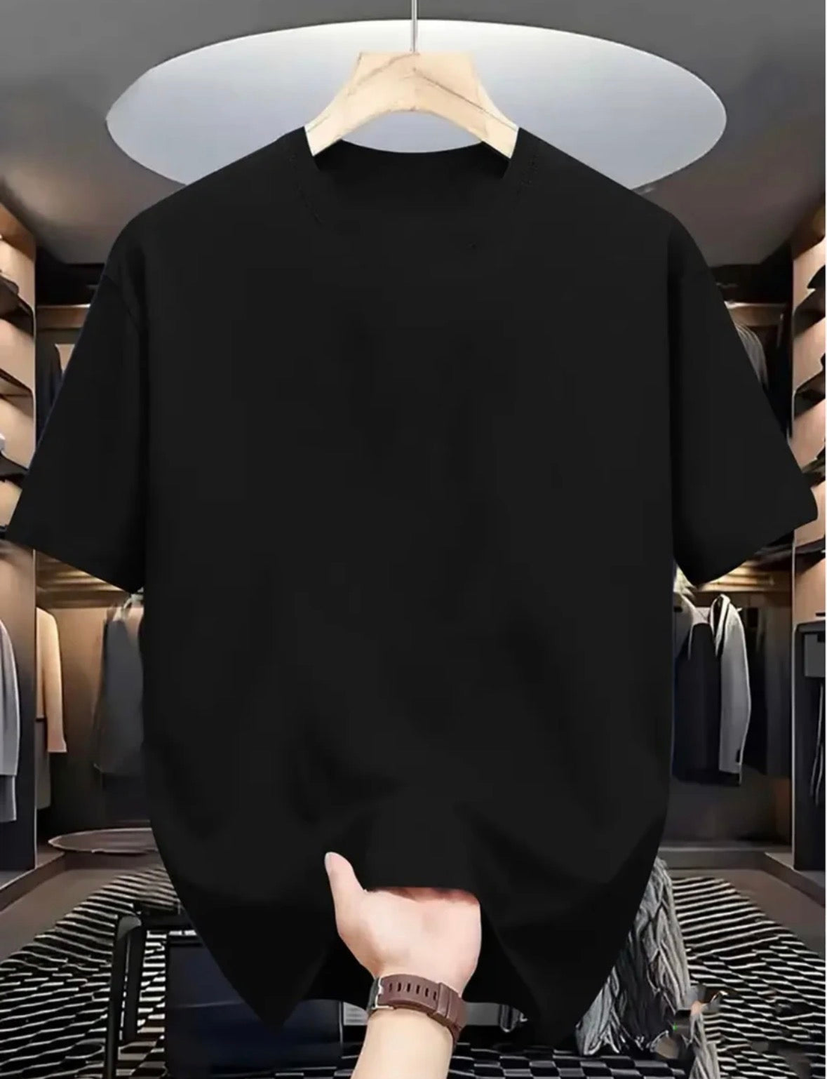 Men Printed Round Neck Pure Cotton Black T-Shirt