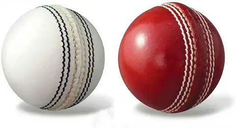 AK SPORTS (Pack Of 2Pcs) Imported Red And White Cricket Leather Ball Combo Cricket Leather Ball (Pack Of 2, White, Red)