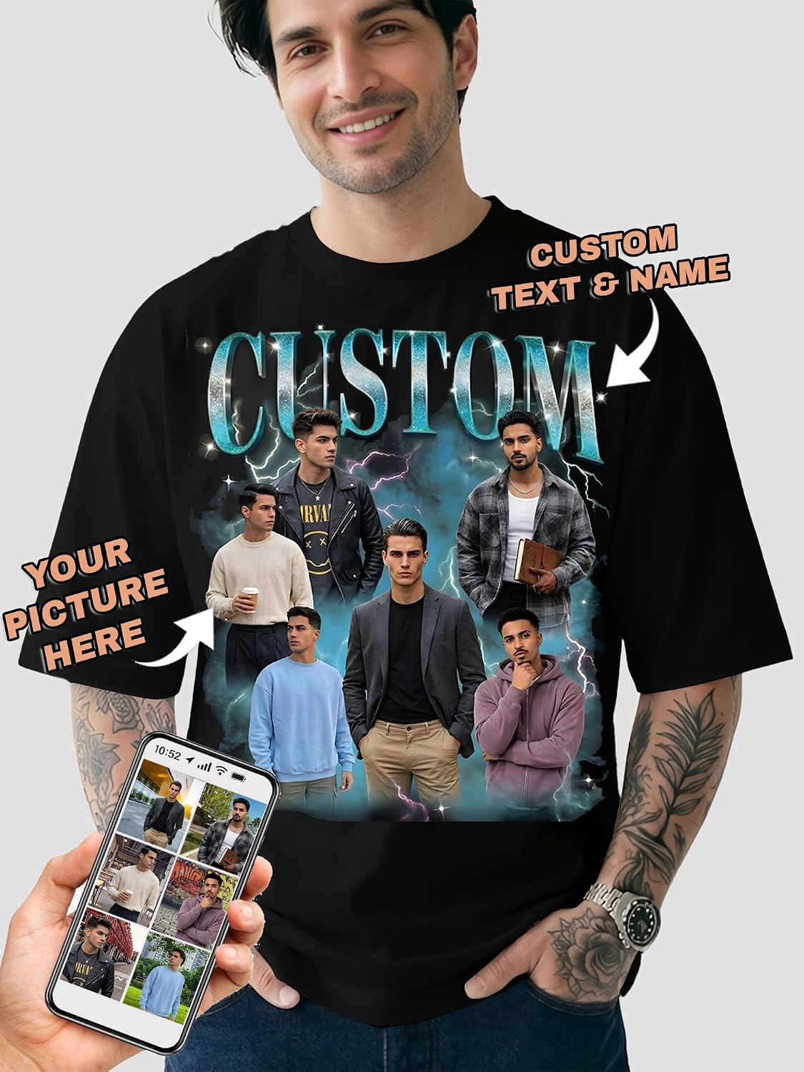 Customized Oversized Men's Photo T-Shirt