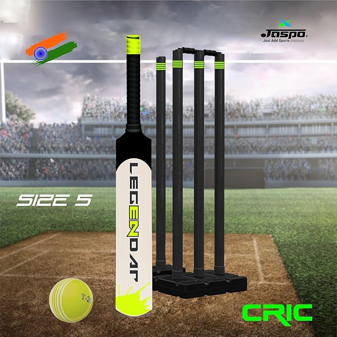 Jaspo CRIC Addict Plastic Cricket Bat Set Combo with Soft Cricket Ball for Kids (Size-3 (Legender- 4 yrs to 7 yrs))