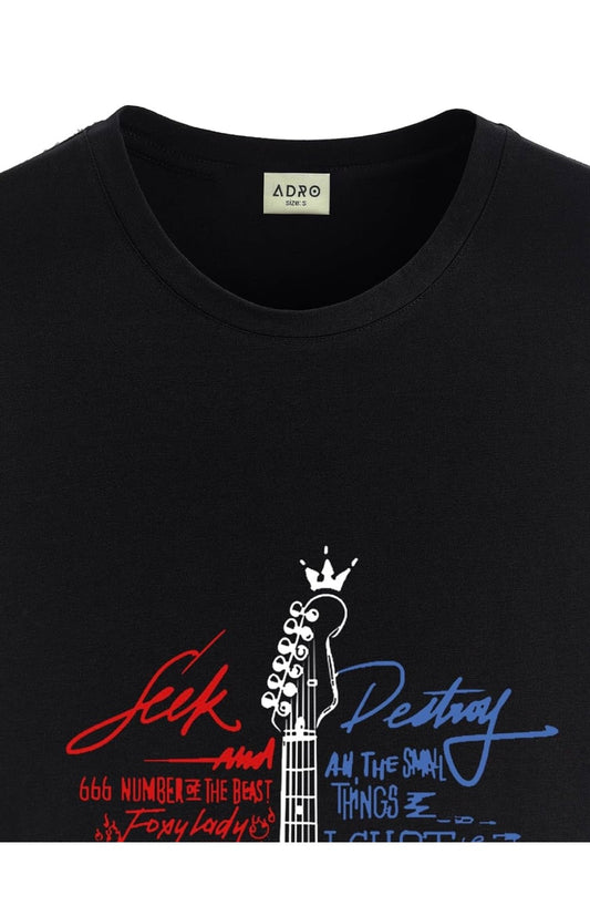 Guitar Design Printed T-Shirt for Men - 100% Cotton, Regular Fit, Soft Breathable Fabric.