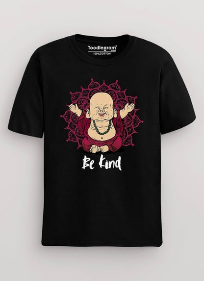 Toodlegram Plus Size T-Shirt for Men, Roundneck, Halfsleeves, 100% Cotton, Soft Material, Comfortable & Leight Weight, Be-Kind-Buddha Unisex T-Shirt