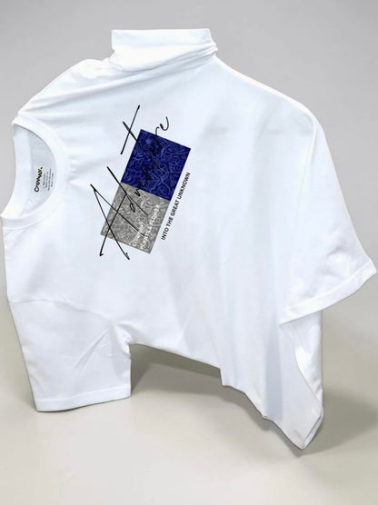 Men Printed Round Neck Pure Cotton White T-Shirt