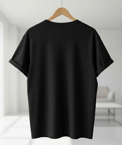Men Printed Round Neck Pure Cotton Black T-Shirt