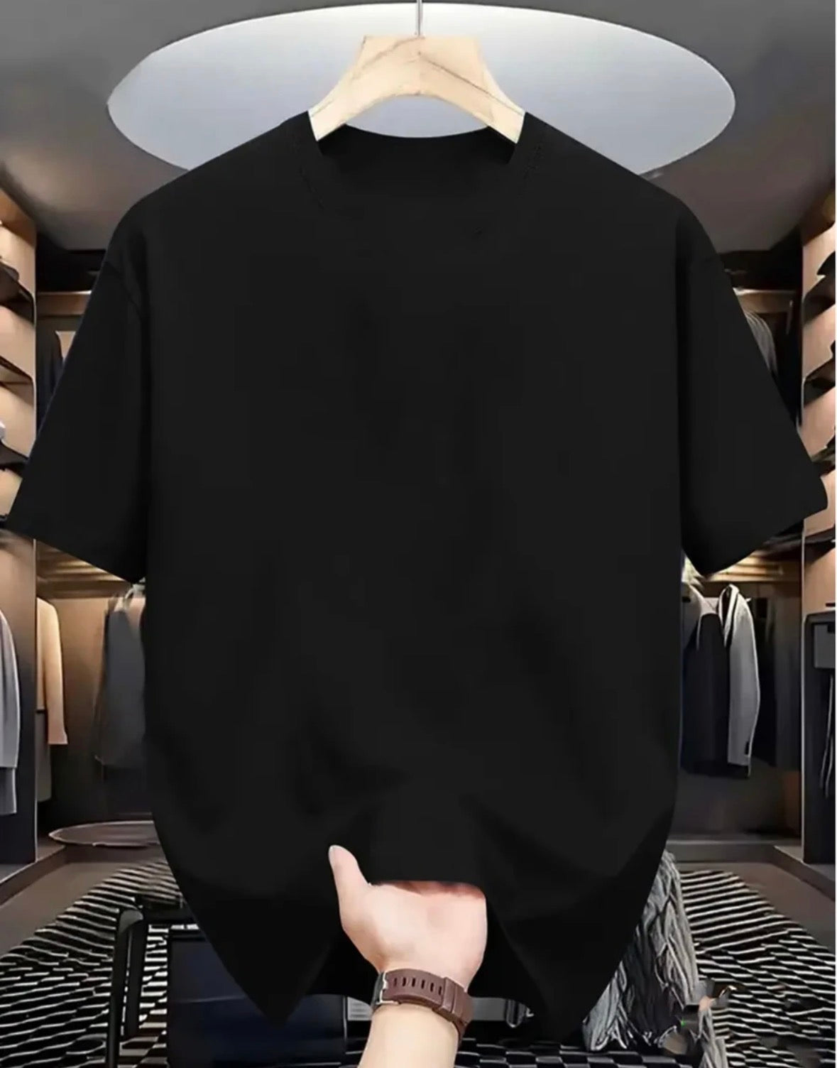Men Printed Round Neck Pure Cotton Black T-Shirt