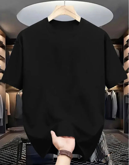 Men Printed Round Neck Pure Cotton Black T-Shirt