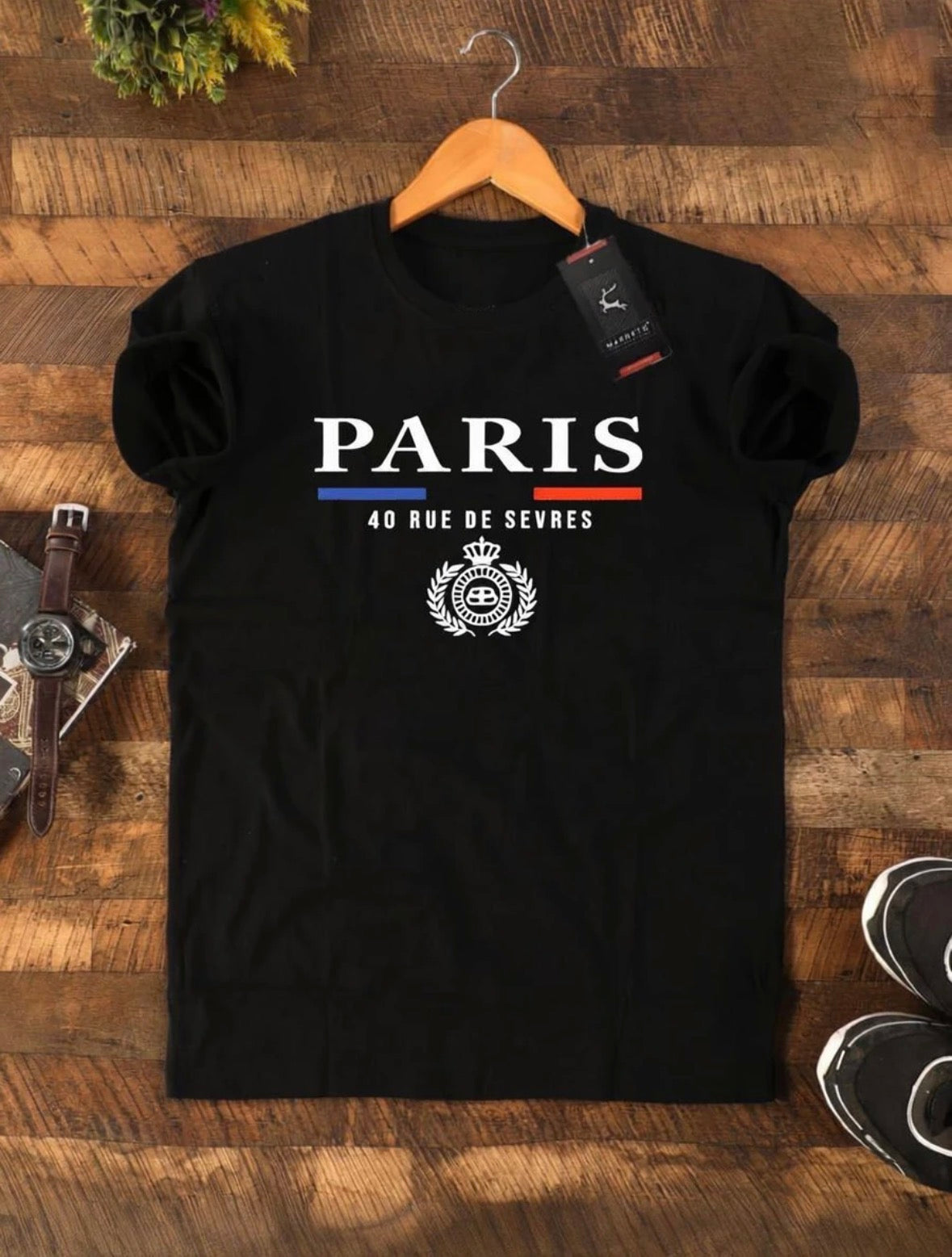 Men Printed Round Neck Pure Cotton Black T-Shirt