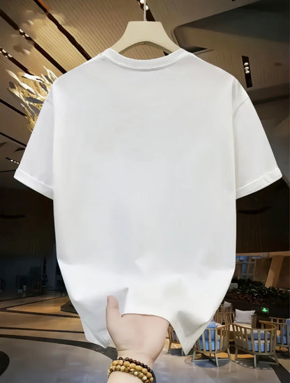 Men Printed Round Neck Pure Cotton White T-Shirt