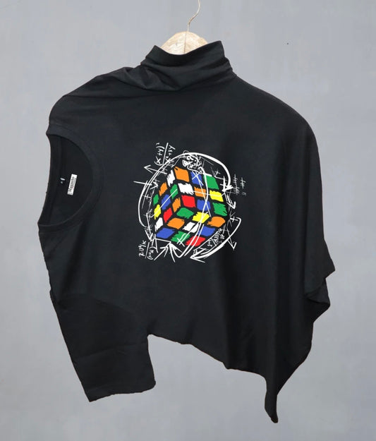 Men Printed Round Neck Pure Cotton Black T-Shirt