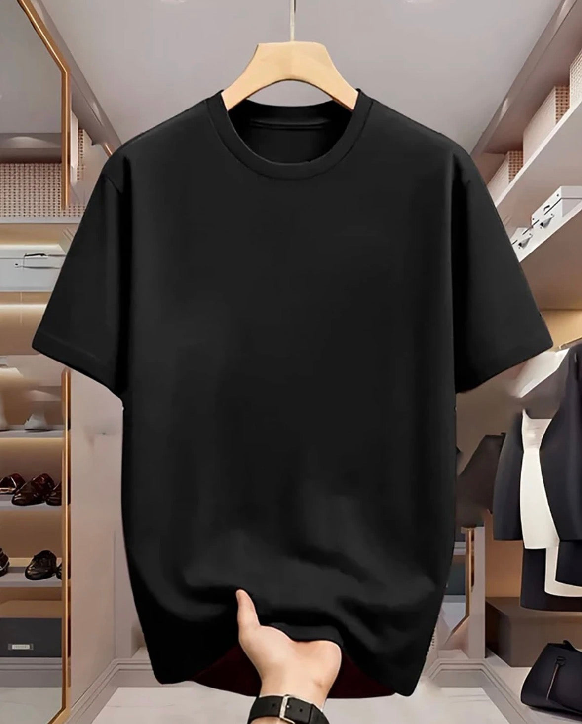 Men Printed Round Neck Pure Cotton Black T-Shirt