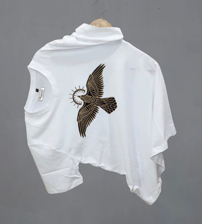 Men Printed Round Neck Pure Cotton White T-Shirt