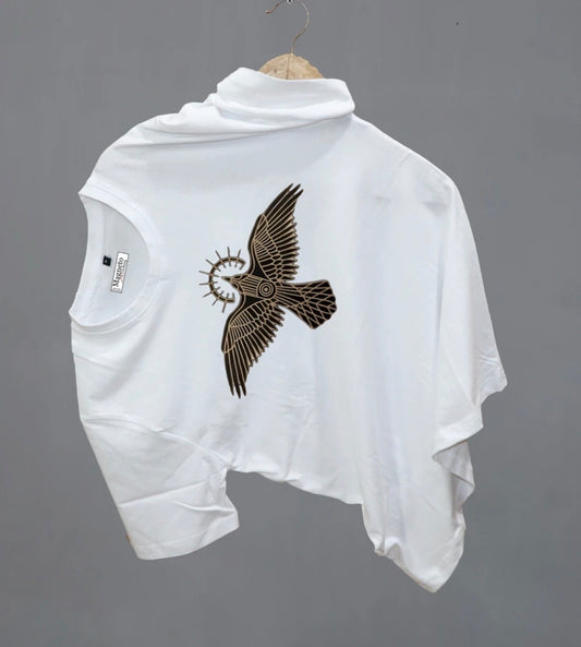 Men Printed Round Neck Pure Cotton White T-Shirt