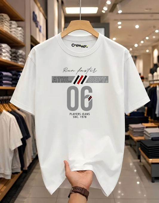 Men Printed Round Neck Pure Cotton White T-Shirt
