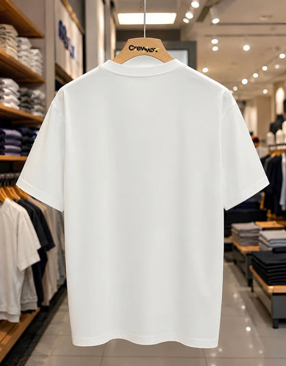 Men Printed Round Neck Pure Cotton White T-Shirt