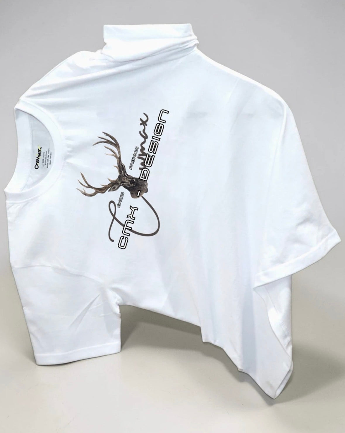 Men Printed Round Neck Pure Cotton White T-Shirt