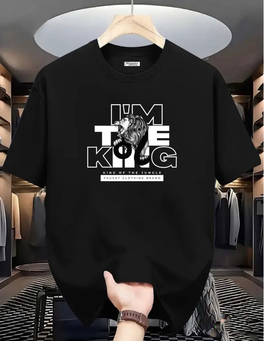 Men Printed Round Neck Pure Cotton Black T-Shirt