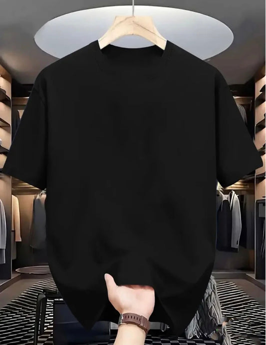 Men Printed Round Neck Pure Cotton Black T-Shirt