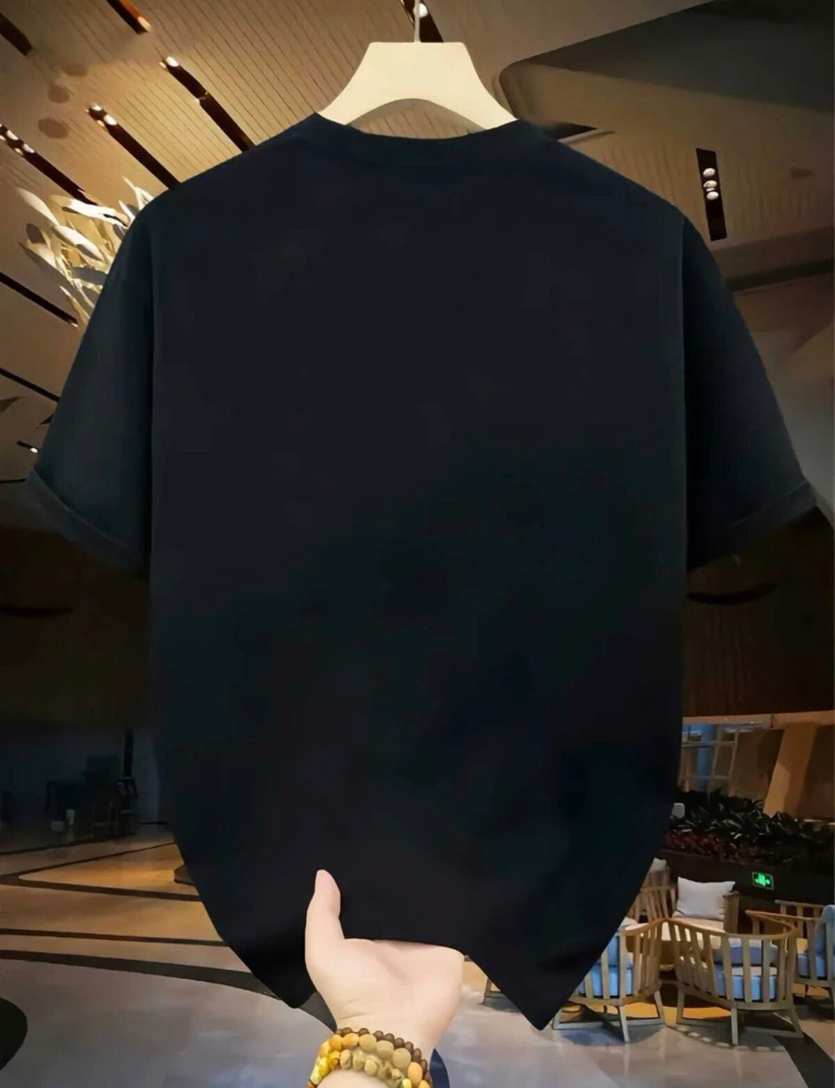 Men Printed Round Neck Pure Cotton Black T-Shirt